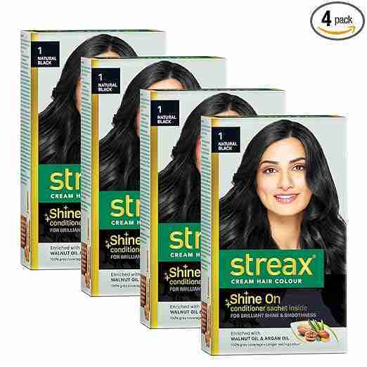 Streax Cream Hair Color for Unisex, 60ml - 1 Natural Black