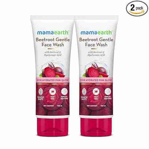 Mamaearth Beetroot Gentle Face Wash With Beetroot & Hyaluronic Acid For Hydrated Pink Glow Gently Cleanses, Hydrates & Soothes Skin Soap - Free Non-Irritant Suits All Skin Types - 100Ml