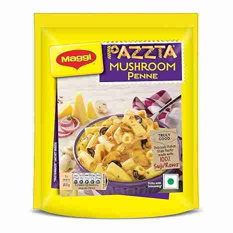 PAZZTA Maggi Vegetarian Mushroom Penne Pasta, Delicious Italian Style Instant Pasta Made With 100% Suji & Quality Ingredients, 68.5G, Pouch, 64 Gm