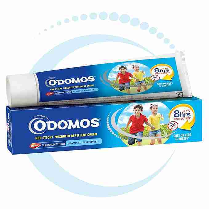 DABUR Odomos Non-Sticky Mosquito Repellent Cream With Vitamin E & Almond - 50G, Protection From Mosquitoes, 8 Hours Protection, Protection Against Dengue, Malaria & Chikungunya, Safe On Skin