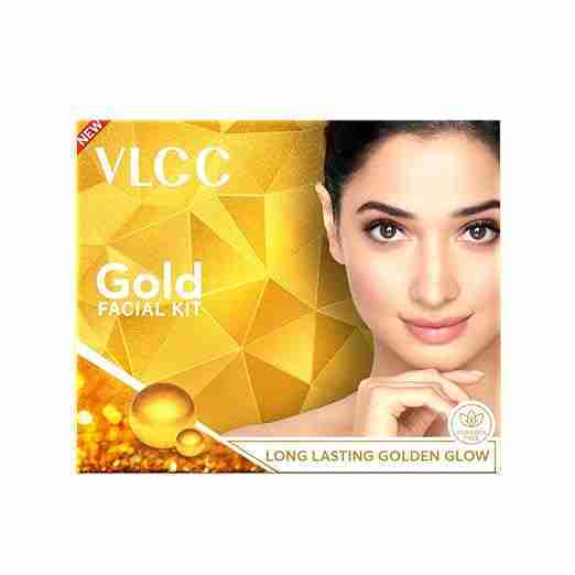 VLCC Gold Facial Kit, Bright & Glowing Skin - 60g | Pamper your Skin for a Luminous Glow | Parlour Glow with 24K Gold Bhasma