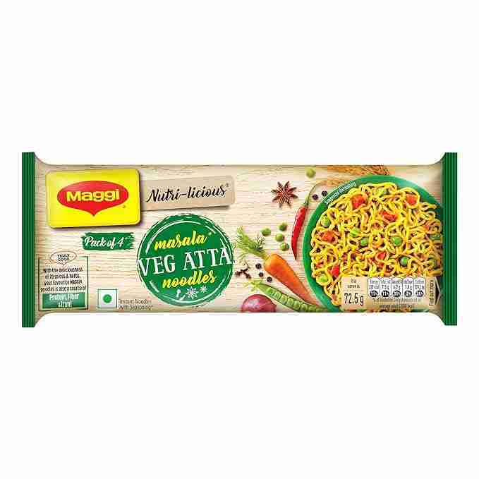 MAGGI Nutri-licious Veg Atta Masala Noodles, Instant Noodles with 20 Spices & Herbs, Source of Fibre & Iron, Atta Noodles with Appetizing Aroma & Delicious Taste, 290grams, Pouch